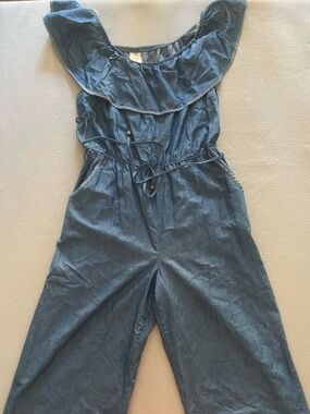 ✨ Retro Vibes ✨ Wrapper Soft Chambray Tie-Waist Wide Leg Jumpsuit - XL